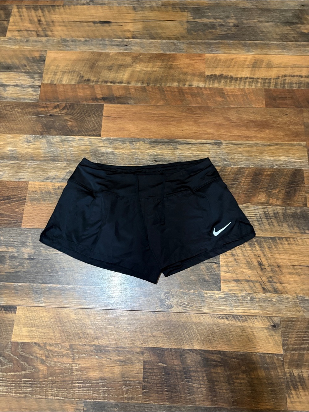 Nike Women's Black Running Shorts with White Swoosh